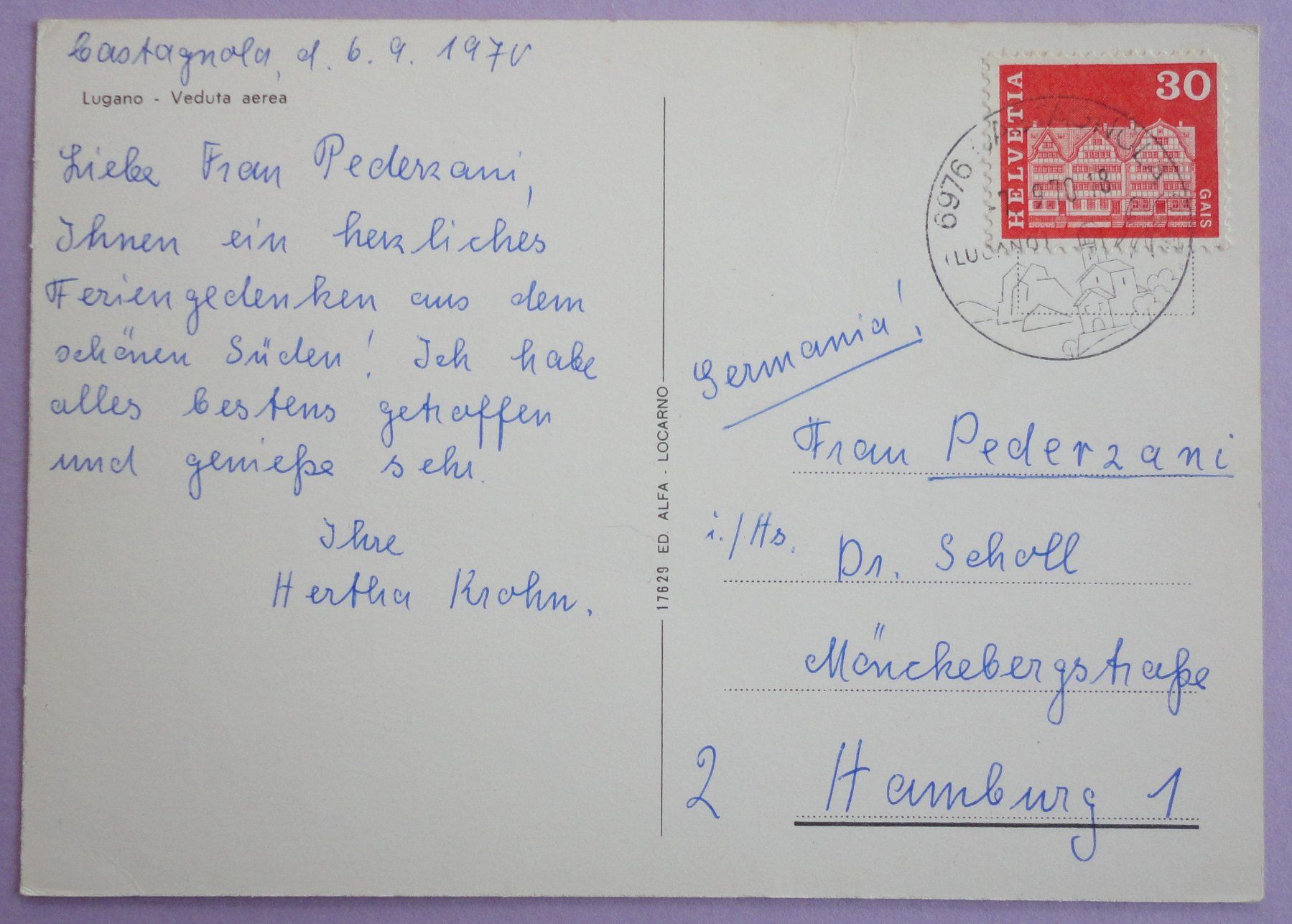 Cartoline postali: Lugano - Veduta aerea – Usato da Fétigny venduto da Billy2miny 1