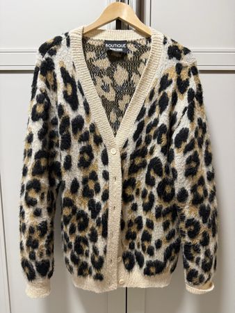 Boutique Moschino Strickjacke Leo Muster beige schwarz