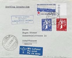 Erstflug Brief 1940 Locarno - Roma Landesausstellung