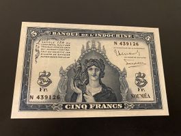 NEW CALEDONIA NOUMEA 5 FRANCS 1944 P 48