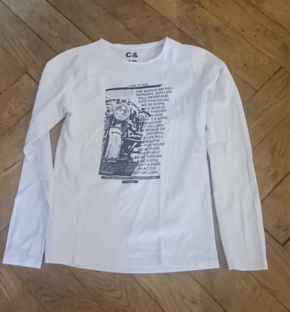 Cooles C&JO Langarmshirt mit Motorrad Print, Grösse S