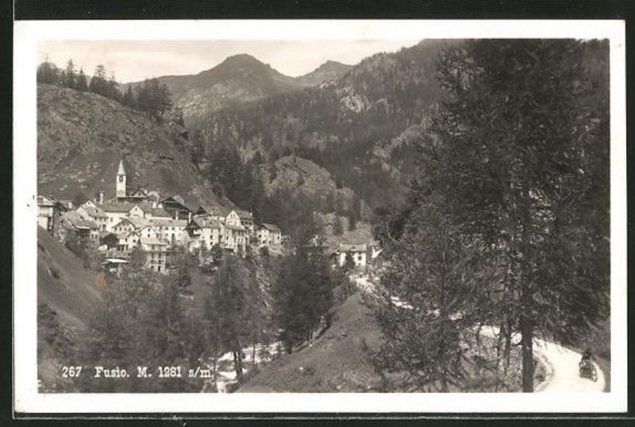 Cartoline postali: Fusio, motociclette sulla strada, circolata 1931 – Usato da Frauenfeld venduto da POML