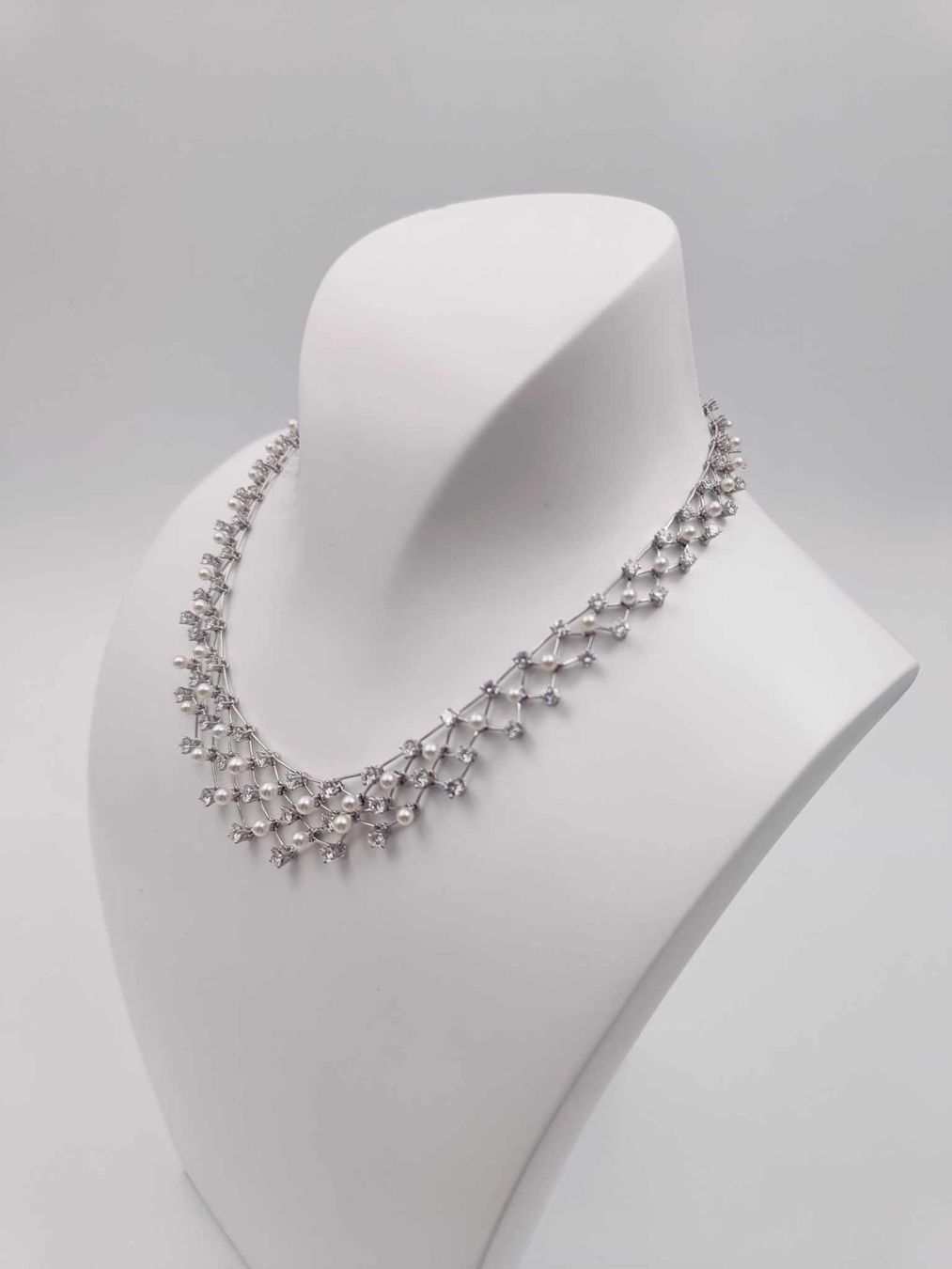 Catenine: PERLEN DIAMANT COLLIER IN 950 PLATIN – Usato da Luzern venduto da EdiGem 2
