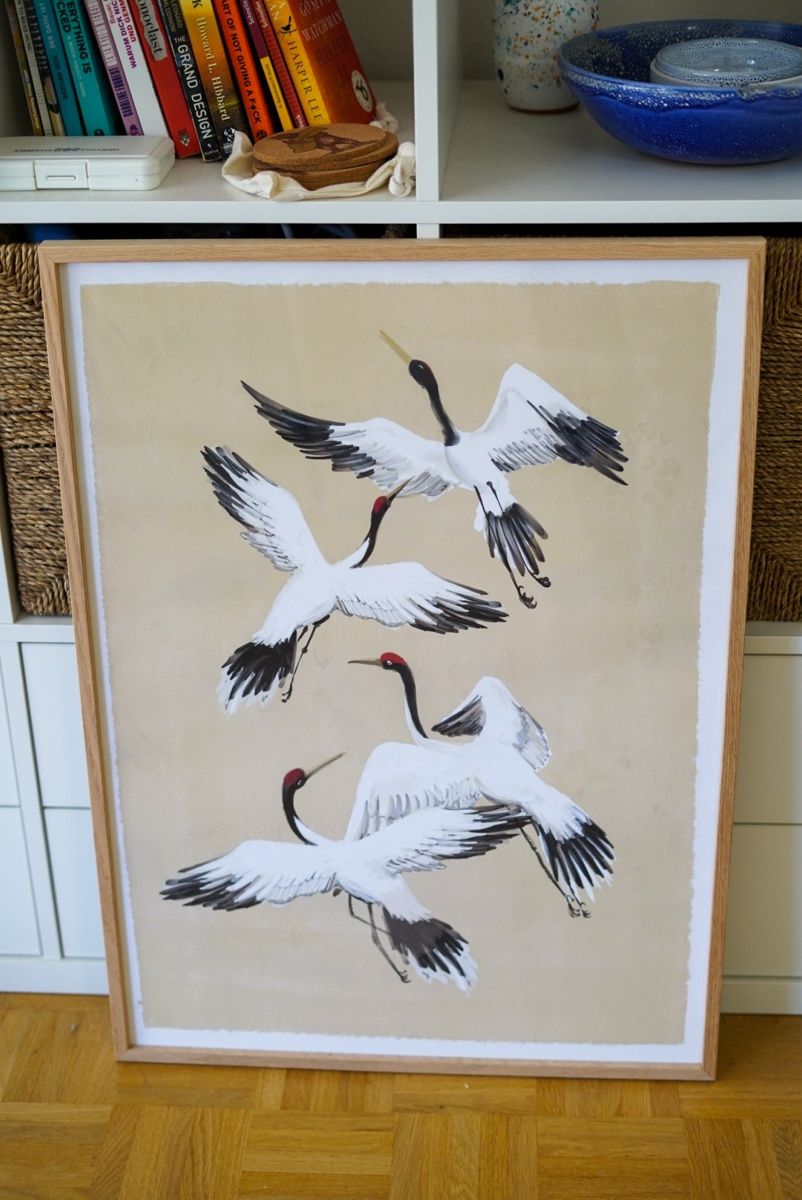Poster & Bilder: Framed Crane Print - Elegant Wall Art – Neu (gemäss Beschreibung) aus Basel von mue_nc87