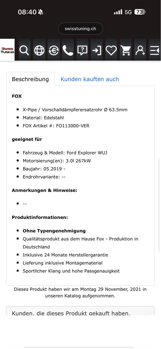Ford Échappements: FOX X-Pipe Vorschalldaempferersatzrohr Ford Explorer 2019- – D'occasion à Weesen par Sandr0fficial 5