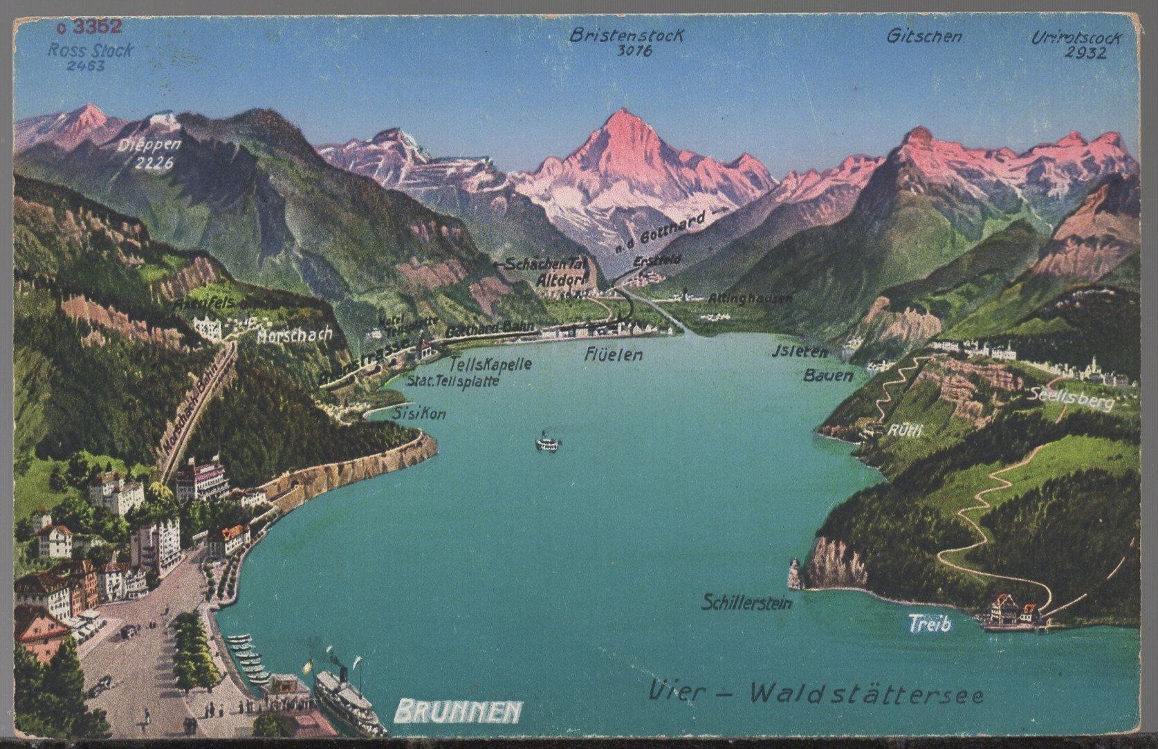 Cartoline postali: Vier - Waldstättersee  Luftbild – Usato da Aarau venduto da kufi44