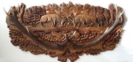 Stunning Wooden Deer Carving with Antlers - Rustic Decor 54