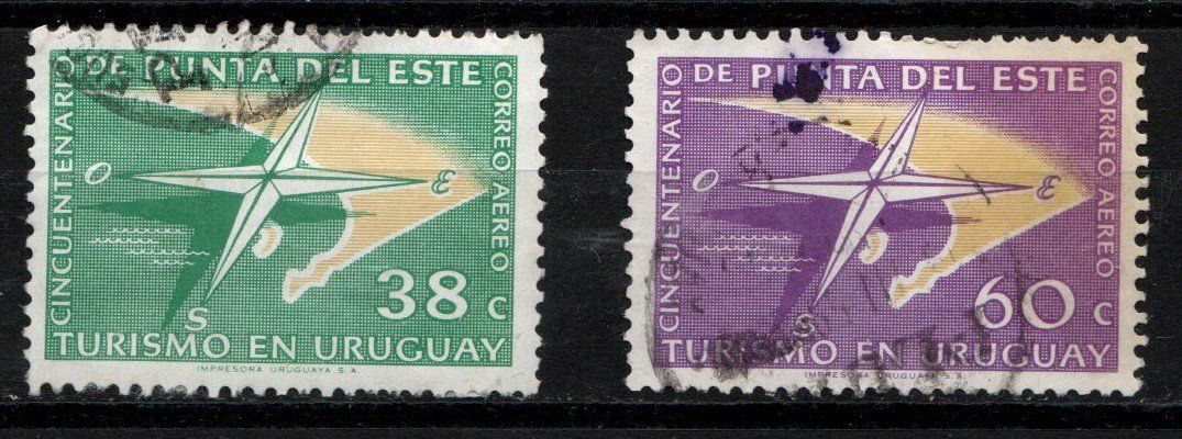 Tutti i francobolli: 2 Timbres Uruguay 1965 Tourisme Obl. – Usato da Blonay venduto da Leglaude_01