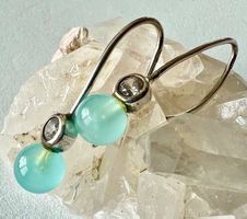 925 Silber Ohrringe Chalcedon & Zirkonia modern