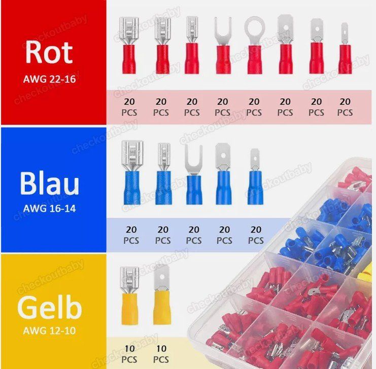 Componenti elettronici: 280 tlg Kabelschuhe Sortiment Steckverbinder Flachstecker – Nuovo (secondo la descrizione) da Kirchdorf AG venduto da Apost008 1