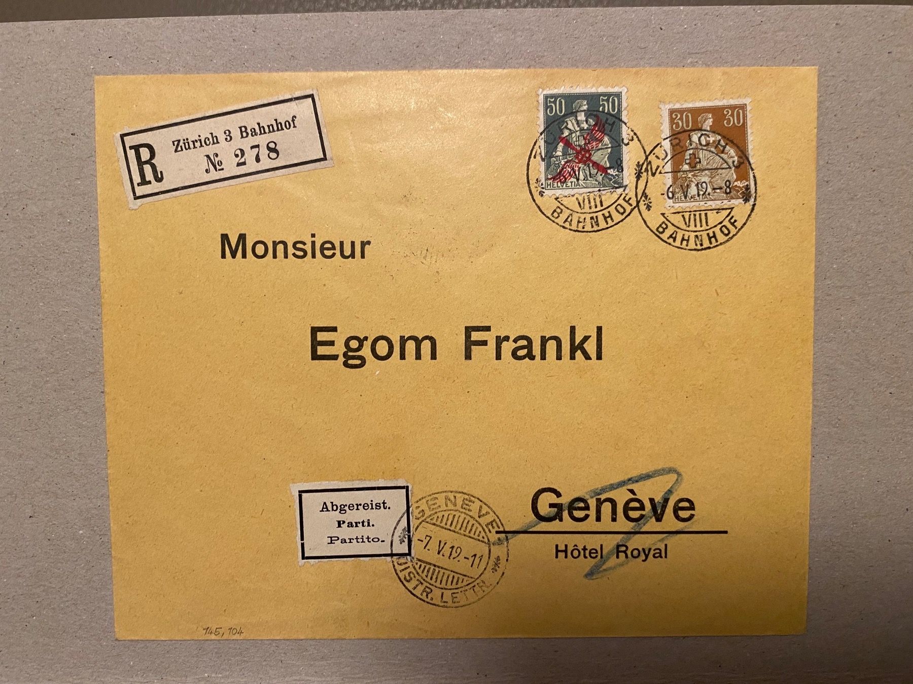 Tutti i francobolli: F2, geflogen, Brief Zürich Genf – Usato da Aarau venduto da hilde47