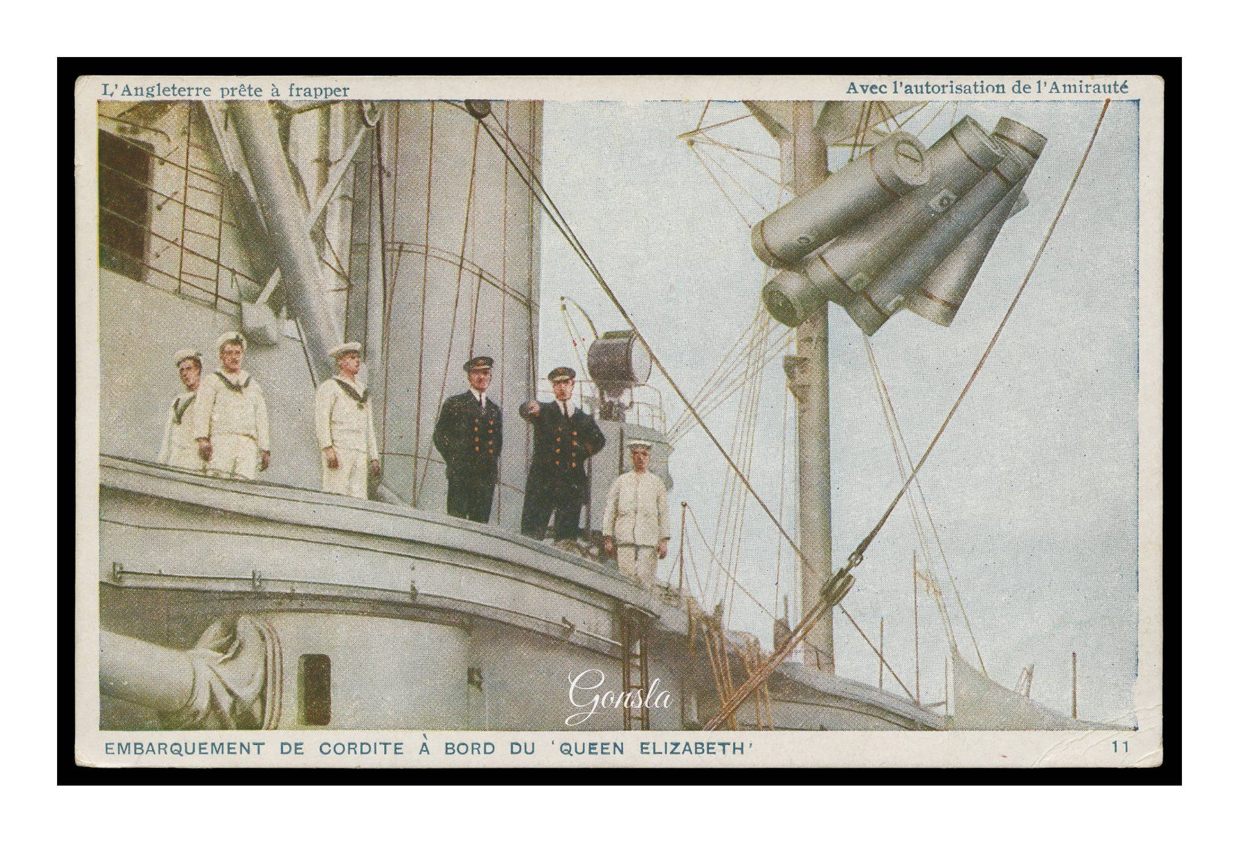Cartoline postali: CUIRASSÉ QUEEN ELISABETH - 1940-1943 "Embarquement" – Usato da Onex venduto da gonsla01