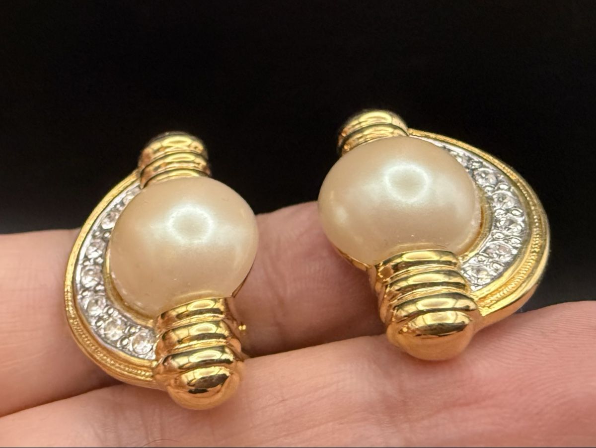 Ohrringe & -stecker: Vintage-Ohrringe Cabouchon Paris - Goldfarben – Gebraucht aus Lamone von LaCantinaMagica 2