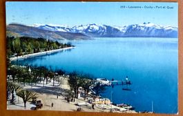 Lausanne - Ouchy - Voitures sur le quai 1921