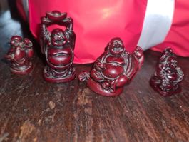 Vintage Harz Rot Stehende 4 Buddha Statue Figur Ornament