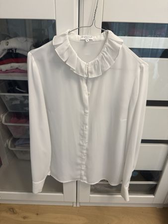 Damen Bluse Claudie Pierlot Grösse 38 weiss Kragen volant gu