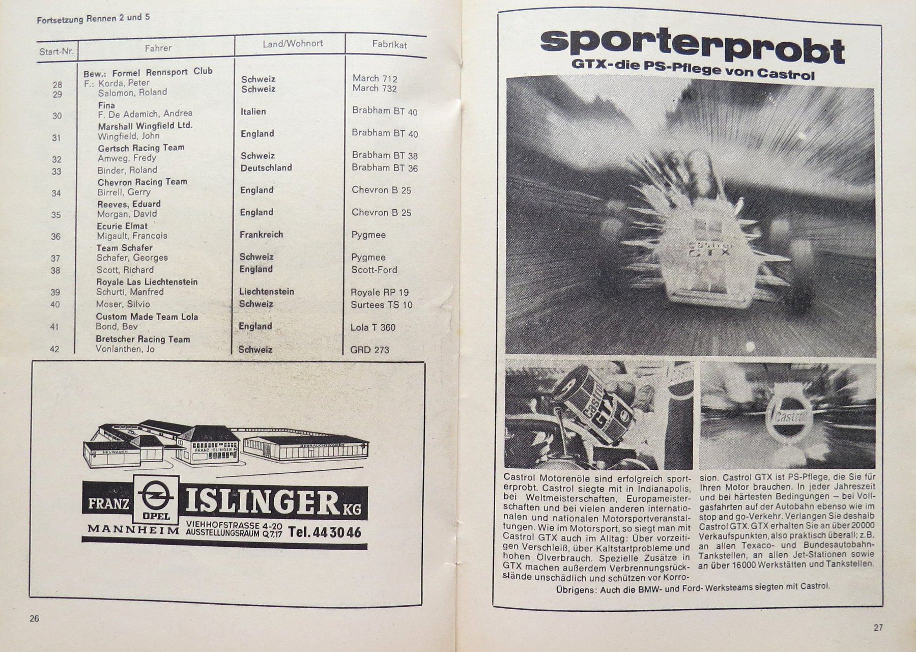 Documenti: Original Programm Jochen Rindt Trophäe Hockenheim von 1973 – Usato da Ettingen venduto da campione_1 1