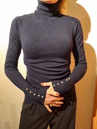 Pull col roulé Zara, taille S, marine.
