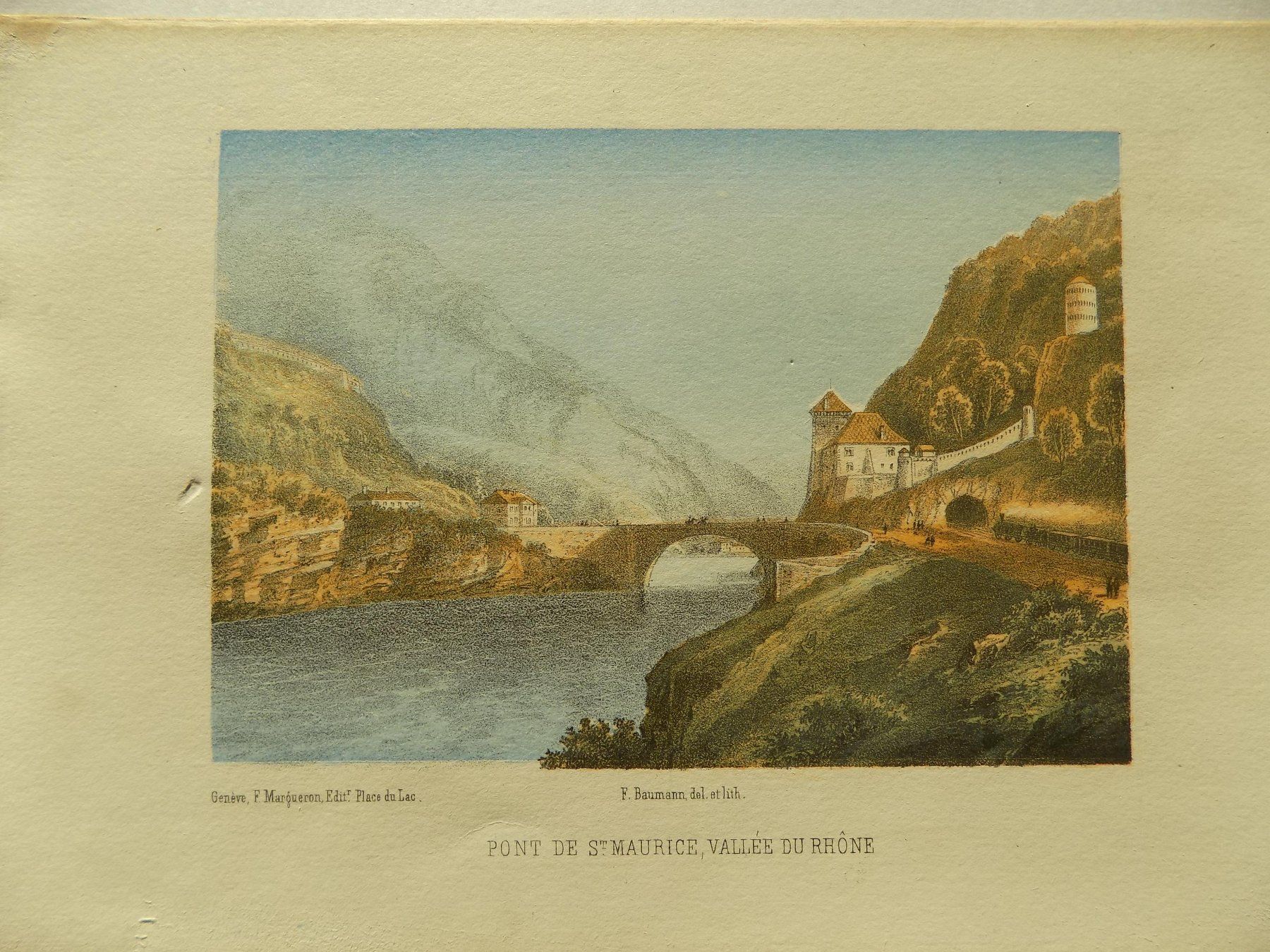 Gravures: St. Maurice Valais getönte Lithographie – D'occasion à Risch par Antikfee 2