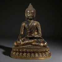 Bronze Buddha Figur – Sichuan China – Erdberührungsgeste
