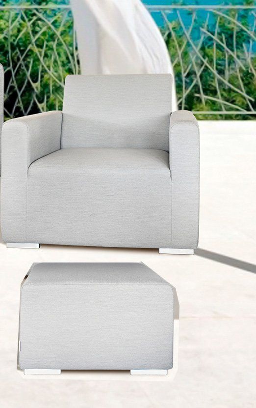 Poltrone: Sessel und Hocker Sunbrella hellgrau – Nuovo e nell'imballaggio originale da Fehraltorf venduto da gartenlounge_ch