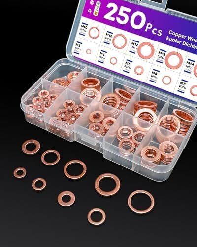 Sanitär: Kupferdichtringe Sortiment 250 Stück Unterlegscheiben M5 – Neu und originalverpackt aus Hundwil von pak_7zvn 7