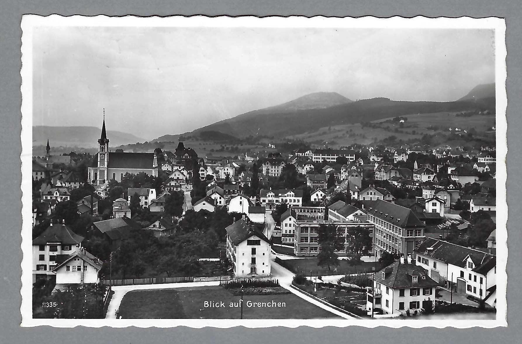 Cartoline postali: GRENCHEN, BLICK AUF. FP-0 ca. 1940 – Usato da Pura venduto da ulisse1957