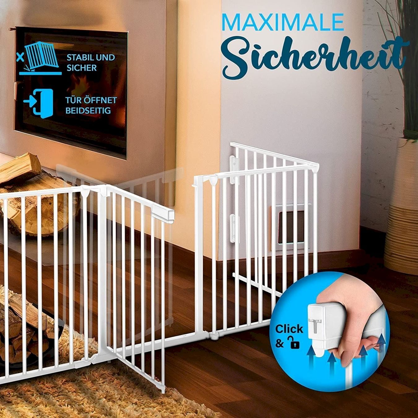 Box & Barriere di sicurezza: KIDUKU Kaminschutzgitter 305cm Weiß – Nuovo e nell'imballaggio originale da Bottighofen venduto da zaap 3