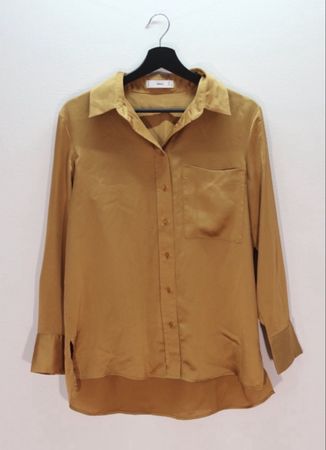 Seidige Mango Bluse, Gr. M, Goldbraun!