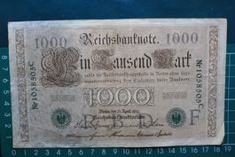 rbd reichsbanknote mit grünem siegel 1000 Mark 1910