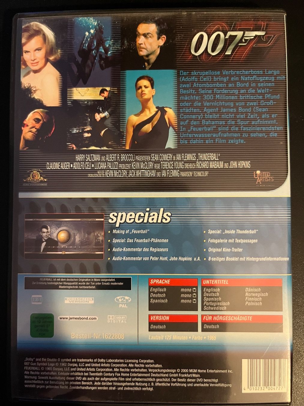 James Bond 007 Feuerball (1962) DVD 📀 (Neu (gemäss Beschreibung)) in