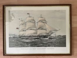 Vintage Bild in Rahmen mit Segelschiff Motiv