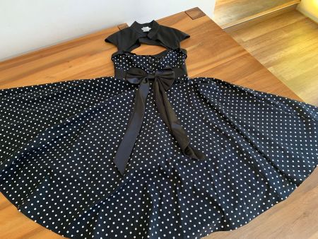 Rockabilly Kleid ChicStar Gr. 36 Polka Dots schwarz weiss