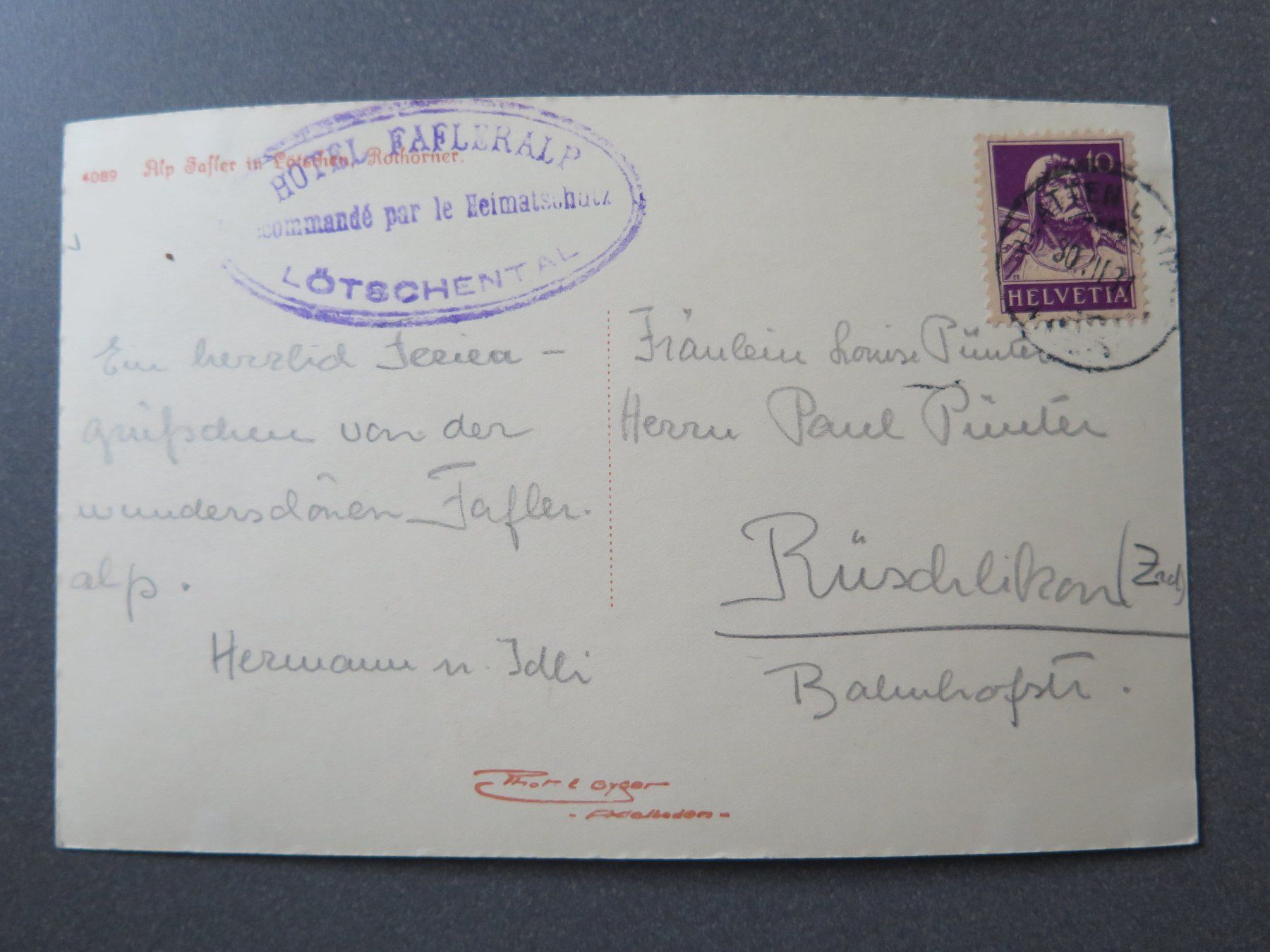 Cartoline postali: LÖTSCHENTAL - ALP FAFLER – Usato da Wittenbach venduto da lipasal 1