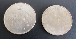 Lot de 2 pièces en argent (commémorations 1963 + 1964)