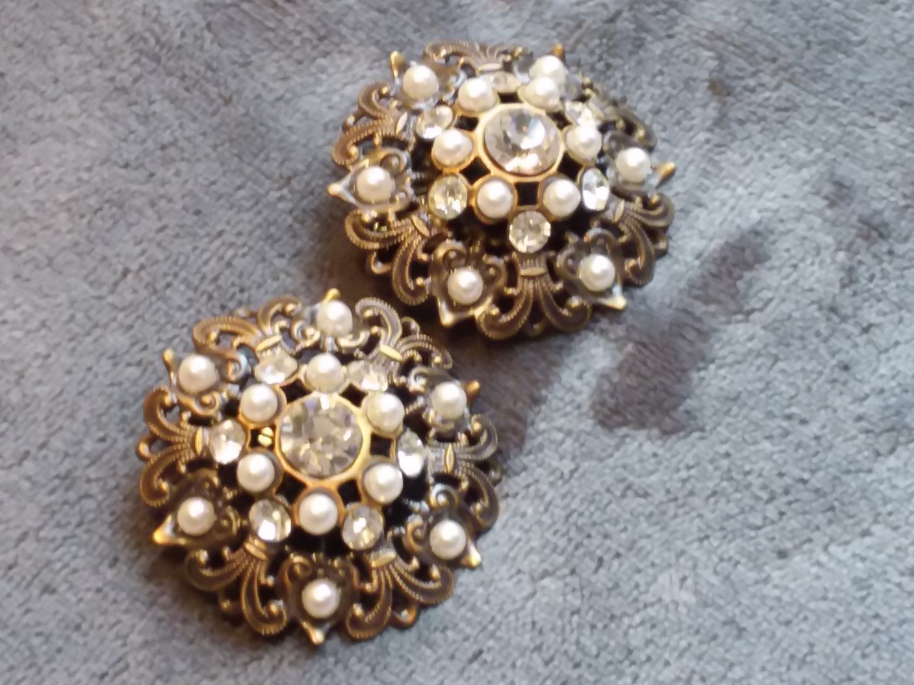 Orecchini pendenti & Orecchini a lobo: Antike luxuriöse Perlchen/Strass Ohrclips, ca 1920 – Usato da Zürich venduto da philpip 7