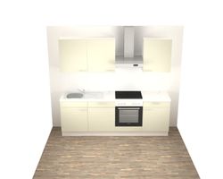 2 Zeilenküche in Jade Lack/ Marmor Venato Blanco Nachbildung