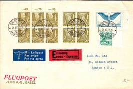 CH - Flugpost - Flugbrief 1937 nach London - schöne MF