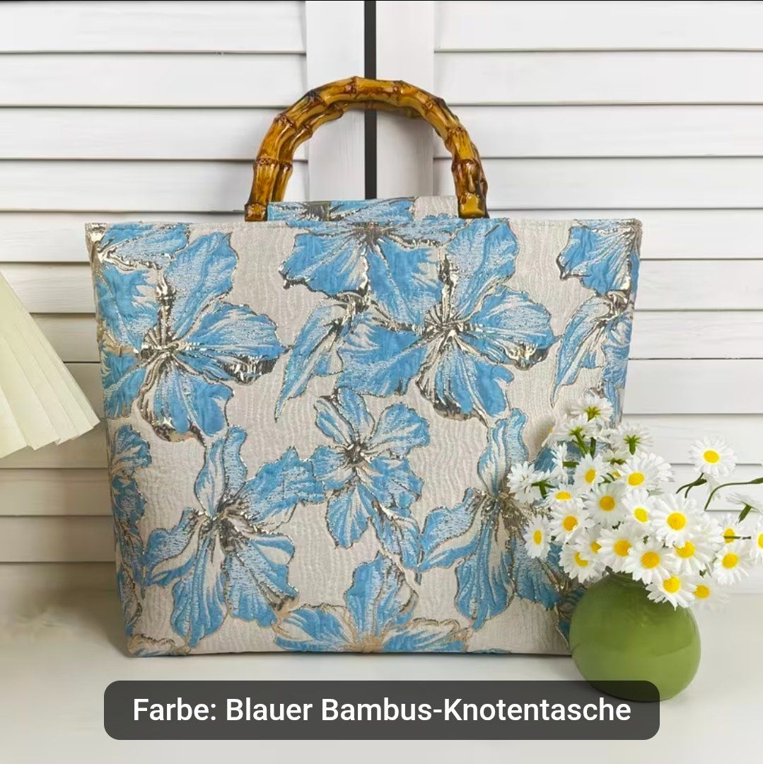 Borse da donna: Blauer Bambus-Knotentasche mit Blumenmuster Neu – Nuovo e nell'imballaggio originale da Winterthur venduto da criss_surdila