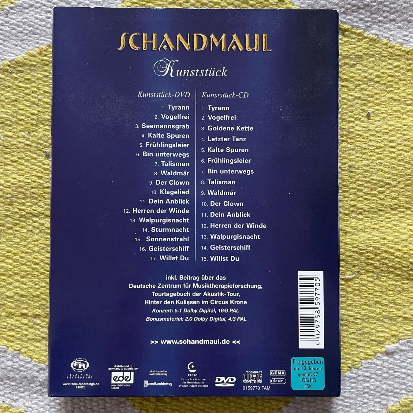 Tutti i DVDs: SCHANDMAUL-CD+DVD KUNSTSTÜCK – Usato da Rorschacherberg venduto da CD-Roli 1
