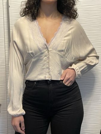 Zara Blouse Ivoire Dentelle Taille S