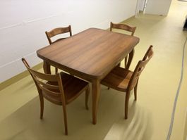 Ausziehtisch mit 4 Stühlen, Esstisch, Holztisch
