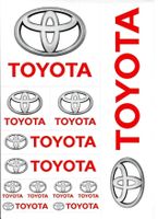 12 Aufkleber TOYOTA auf einem A4-Bogen