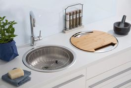 955 - Edelstahl Küchenspüle Rundbecken ⌀45cm