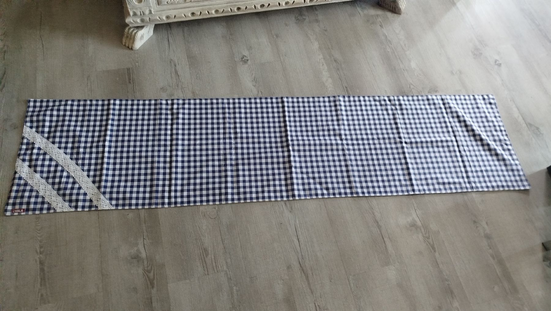 Sonstige Tischwäsche: Tischläufer Karomuster blau-weiss mit Spitze – Gebraucht aus Glashütten von lightmoon 1