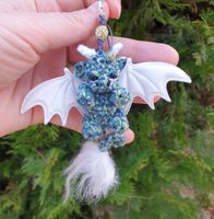Handgemachter Schlüsselanhänger gehäkelter Drache Fantasy