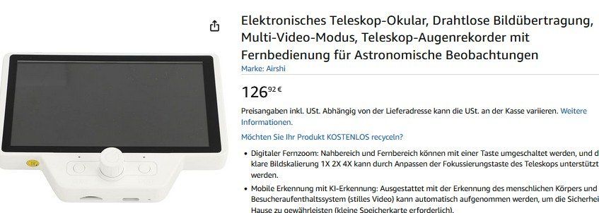 Teleskope: Elektronisches Teleskop-Okular Oculaire de télescope – Gebraucht aus Collonges von arashee 4