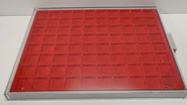 Münz-Kassette Lindner 80 Fächer rot, gebraucht (L38-10)