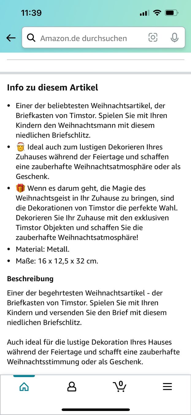 Sonstige Dekorationen & Accessoires: TIMSTOR, Weihnachtsmann, Briefkasten – Gebraucht aus Buchrain von  2