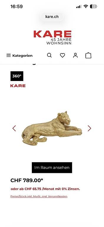 Sculture & Statue: Kare Design Deko Löwe 113 cm schwarz – Nuovo (secondo la descrizione) da Hergiswil NW venduto da allmendkoenig 4